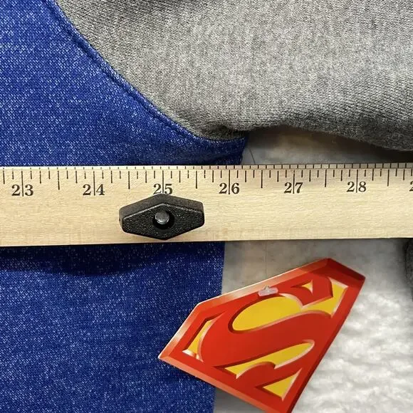 Superman Bioworld Jacket Mens XL Blue Gray Varsity Fleece Snap DC Comics Logo - Picture 9 of 11